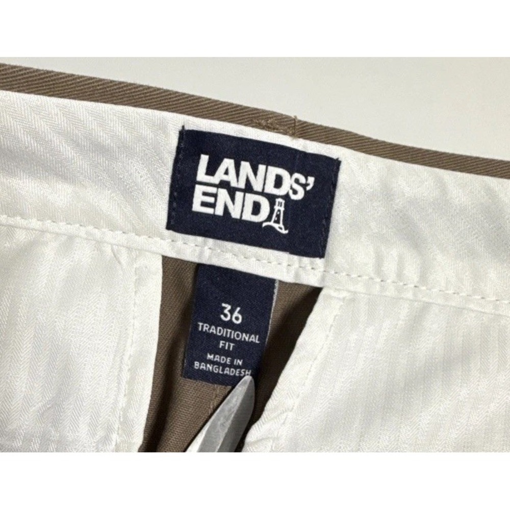 Land's End Traditional Fit Straight Leg Dress Pants Men's 36 Khaki Flat Front - Picture 5 of 12
